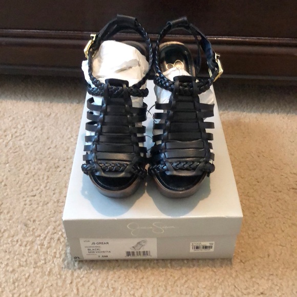 Jessica Simpson Black Strappy Heals - Picture 1 of 4